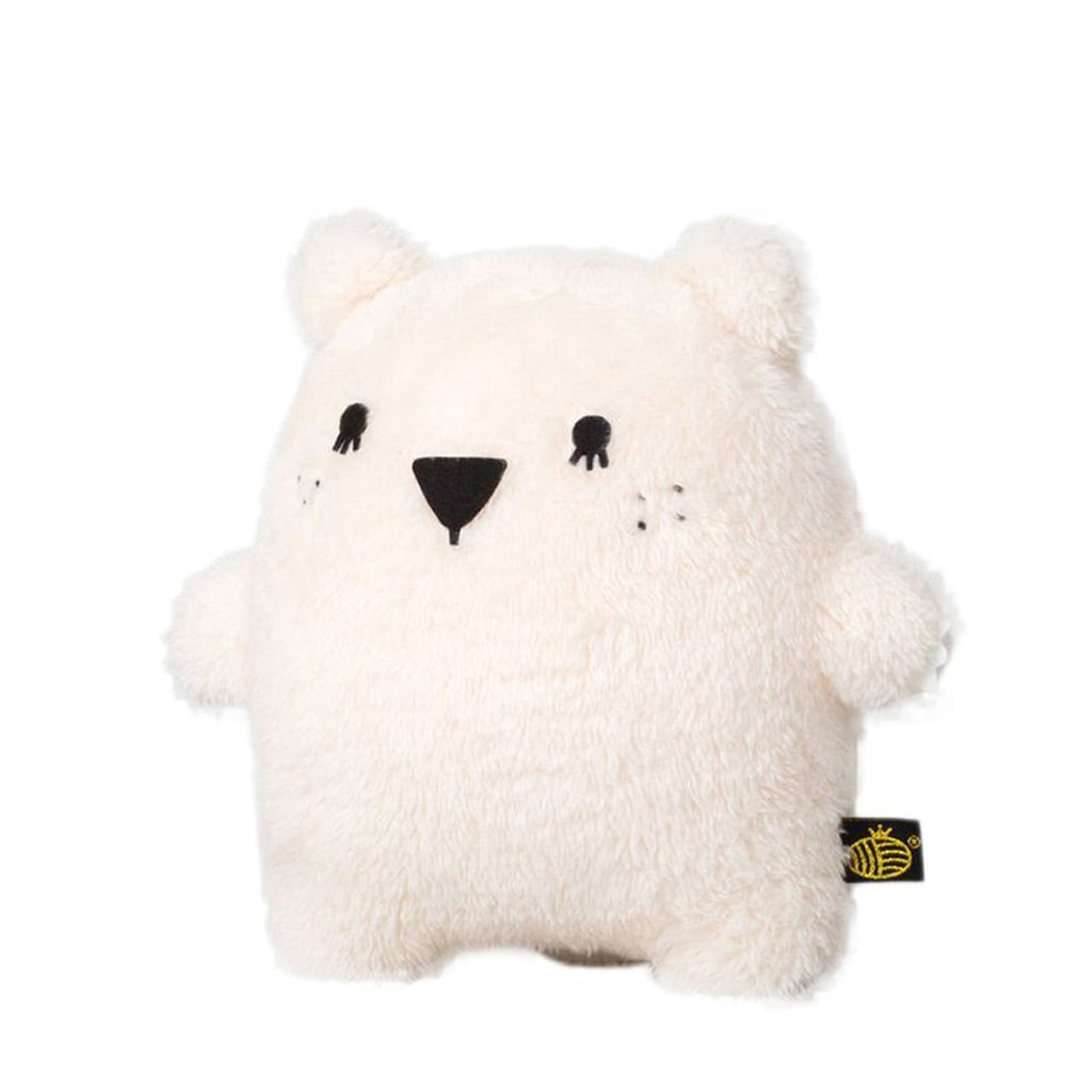 side view of a Noodoll Ricecube Polar Bear soft toy for children