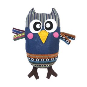 Rosewood Chubleez Patch Owl Dog Toy with wide eyes and a yellow beak 