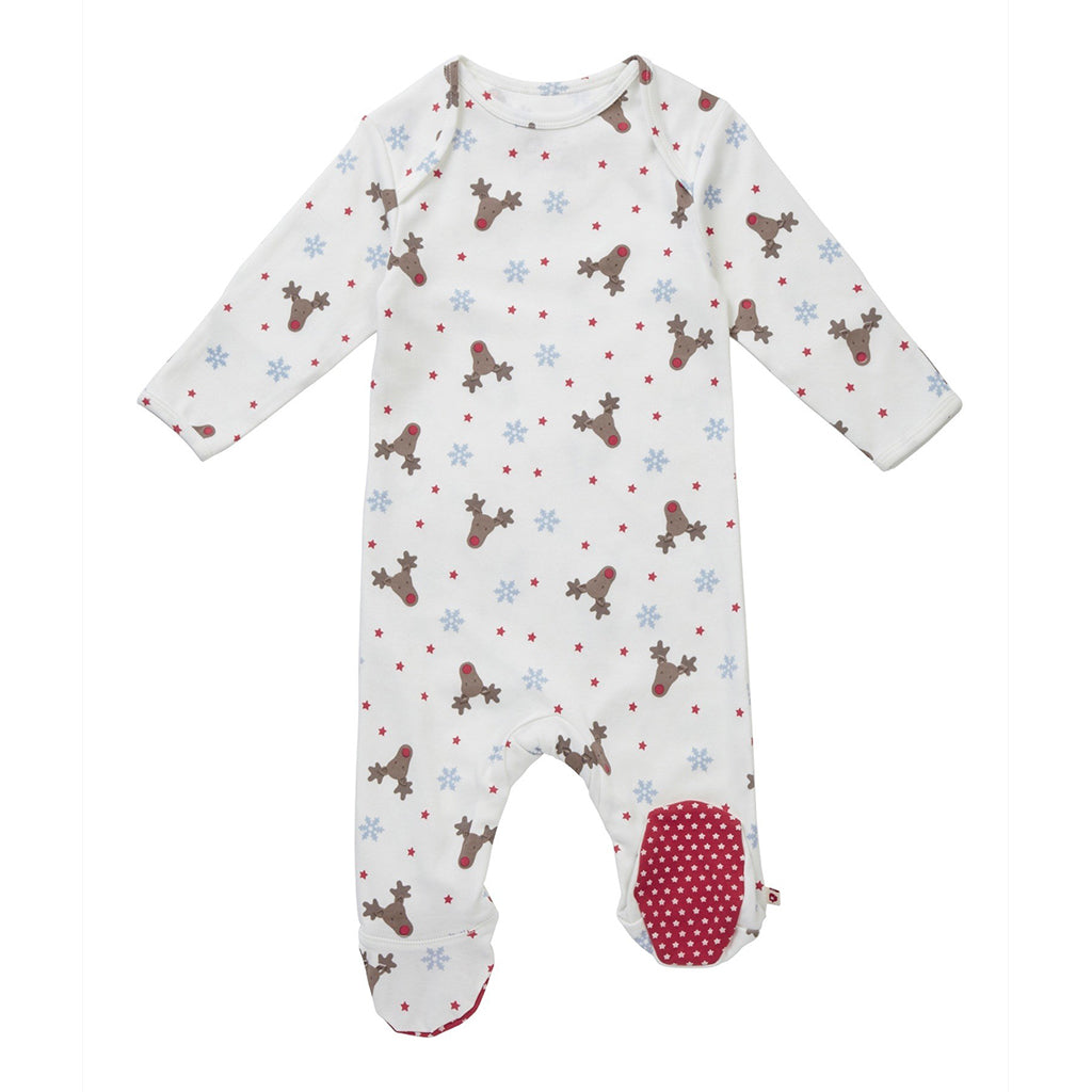 Piccalilly Organic Christmas Rudolph Sleepsuit