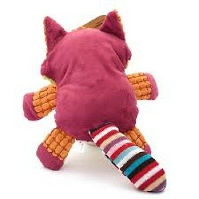 Rear view of Chubleez Charlie which is a brightly coloured, multi-textured soft dog toy designed for indoor playtime and cuddles.