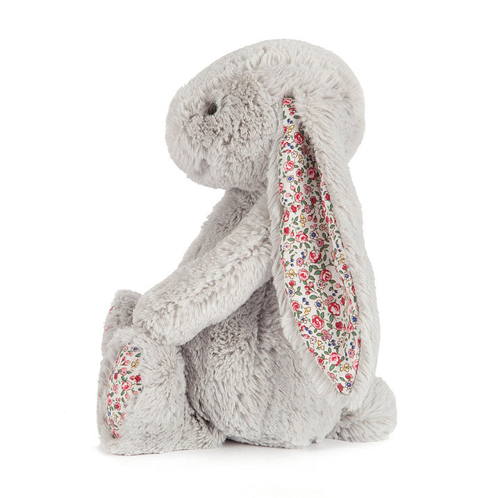Side view of an adorable Jellycat Blossom Silver Bunny