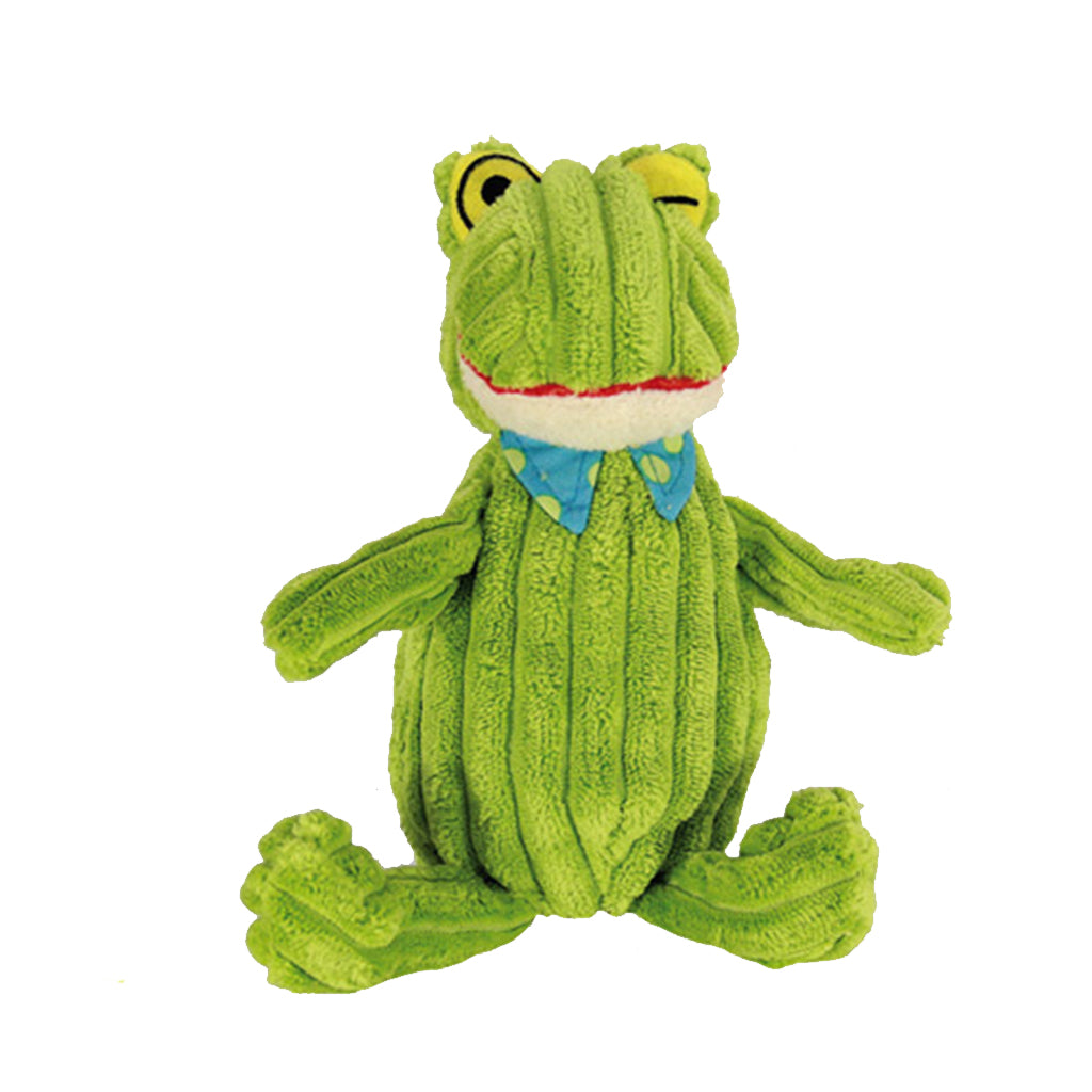 Simply Frog for baby’s first Deglingos soft toy has a green corturoy soft body with a huge smile