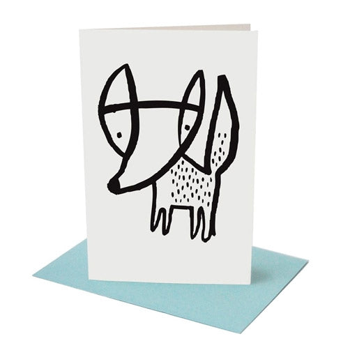 Wee Gallery woodland fox black and white greetings card for birthday or new baby newborn